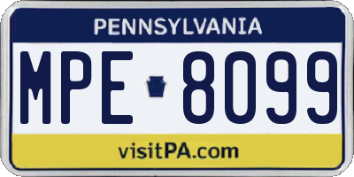 PA license plate MPE8099