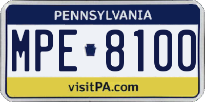 PA license plate MPE8100