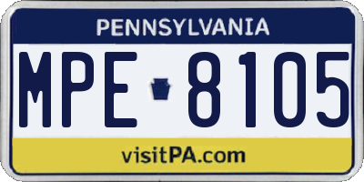 PA license plate MPE8105