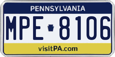 PA license plate MPE8106