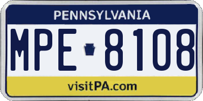 PA license plate MPE8108