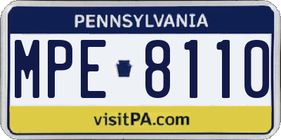 PA license plate MPE8110