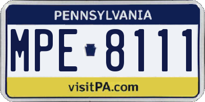 PA license plate MPE8111