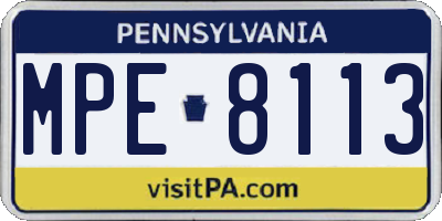 PA license plate MPE8113