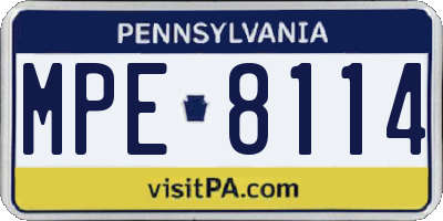 PA license plate MPE8114