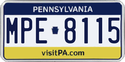 PA license plate MPE8115
