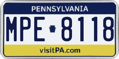 PA license plate MPE8118