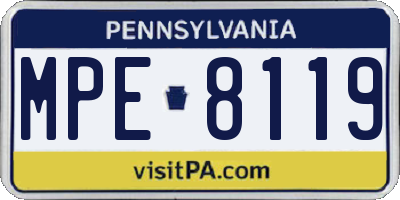 PA license plate MPE8119