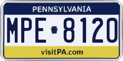 PA license plate MPE8120