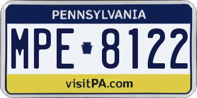 PA license plate MPE8122