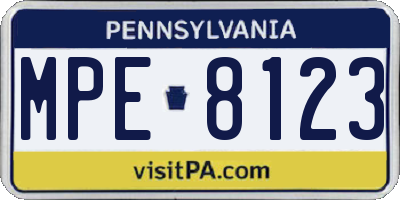 PA license plate MPE8123