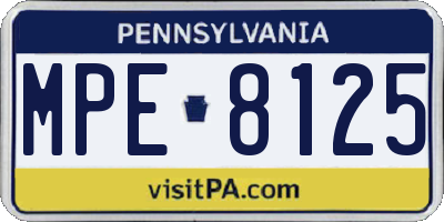 PA license plate MPE8125