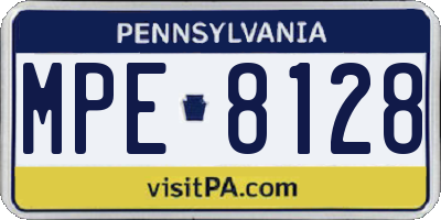 PA license plate MPE8128