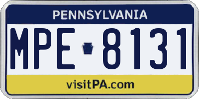 PA license plate MPE8131