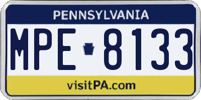 PA license plate MPE8133