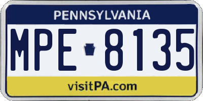 PA license plate MPE8135