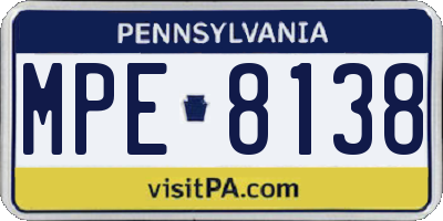 PA license plate MPE8138