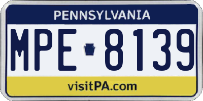PA license plate MPE8139