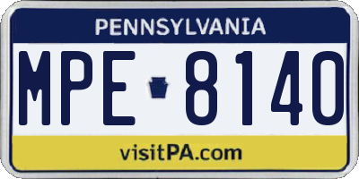 PA license plate MPE8140