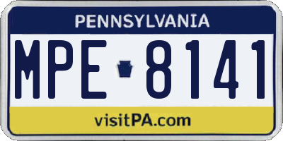 PA license plate MPE8141