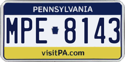 PA license plate MPE8143