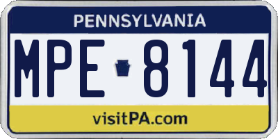 PA license plate MPE8144