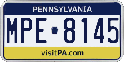 PA license plate MPE8145