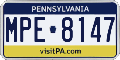 PA license plate MPE8147