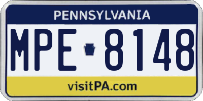 PA license plate MPE8148