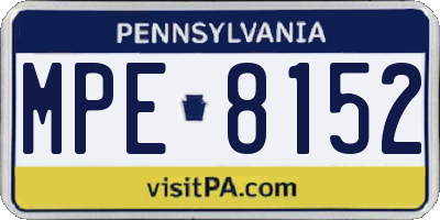 PA license plate MPE8152