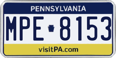 PA license plate MPE8153