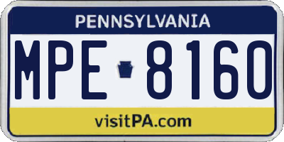 PA license plate MPE8160