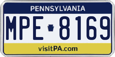 PA license plate MPE8169