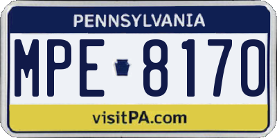 PA license plate MPE8170