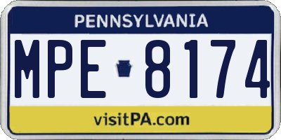 PA license plate MPE8174