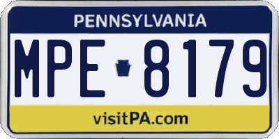 PA license plate MPE8179