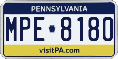PA license plate MPE8180