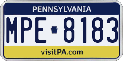 PA license plate MPE8183