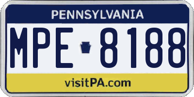 PA license plate MPE8188