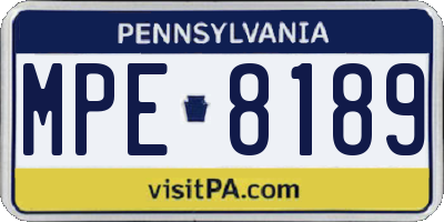PA license plate MPE8189