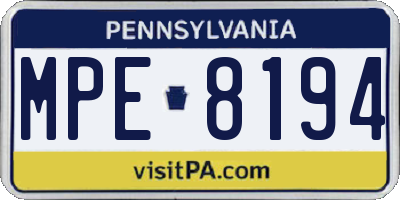 PA license plate MPE8194
