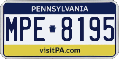 PA license plate MPE8195