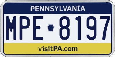 PA license plate MPE8197