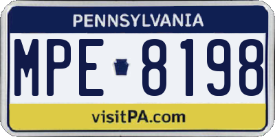PA license plate MPE8198