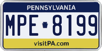 PA license plate MPE8199