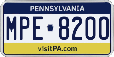 PA license plate MPE8200