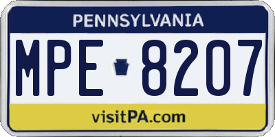 PA license plate MPE8207