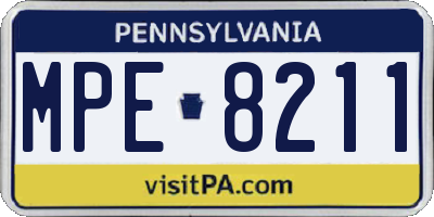 PA license plate MPE8211