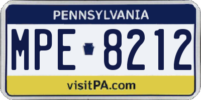 PA license plate MPE8212