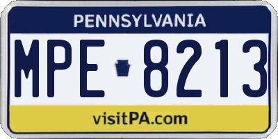 PA license plate MPE8213